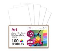 younikat Cartes Bristol Vierges, 100 Cartons, 9 x 5 cm, 400 g/m² - dv1011