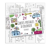 younikat Cartes postales à colorier Excursion Vacances A6 I 24 pcs - dv1546