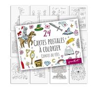 younikat cartes postales de contes à colorier 24 pcs I DIN A6 I enfants adultes I à personnaliser I Fairytale chevalier I dv1548