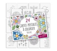 younikat cartes postales nature à colorier 24 pcs I DIN A6 I enfants adultes I à personnaliser I fleurs animaux I dv1545