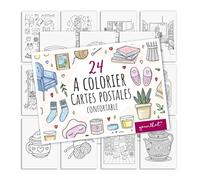 younikat Cozy you0210 Lot de 24 cartes postales à colorier I DIN A6 I Enfants Adultes I À personnaliser I Idée cadeau détente I you0210