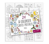 younikat dv1531 Lot de 24 cartes postales de Noël à colorier I DIN A6 I Enfants Adultes I À personnaliser I Avent Creative I