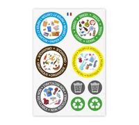 younikat Lot de 9 autocollants pour poubelles I Ø 9 cm et Ø 4 cm I Autocollants pour poubelles I en français I pour le tri des déchets I recyclage des déchets I lot d'autocollants I you0018