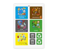 younikat Lot de 9 autocollants pour poubelles I 9 x 9 cm et 4 x 4 cm I coloré carré autocollants I en français I pour le tri des déchets I recyclage des déchets I lot d'autocollants I you0020