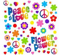 Younikat Set de stickers Flower-Power I Peace and Love coloré I Taille de feuille DIN A4 I Autocollants pour vélo ordinateur portable téléphone voiture I résistants aux intempéries I kfz711