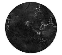 younikat Tapis de Souris Aspect marbre I Ø 22 cm Rond I Tapis de Souris Taille Standard, antidérapant I Sobre Moderne I Aspect Pierre Granit Noir Blanc I dv335