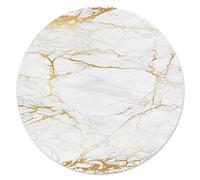 Tapis de Souris Aspect marbré I Ø 22 cm Rond I Tapis de Souris Taille Standard, antidérapant I uni Moderne I Aspect Pierre Granit Gris Blanc Or I dv_611