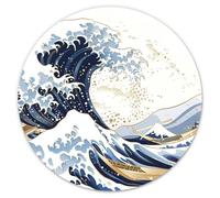 younikat Tapis de Souris avec Motif Grande Vague I Ø 22 cm Rond I Tapis de Souris Format Standard I antidérapant I Bleu Japonais I dv1459