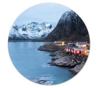 younikat Tapis de Souris avec Motif Lofoten I Ø 22 cm Rond I Tapis de Souris Taille Standard I antidérapant I Montagnes I you0111