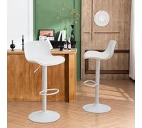 YOUNIKE Tabouret de Bar Lot de 2 Hauteur Réglable Pivotant à 360° avec Dossier et Repose-Pieds, Tabourets Bar Moderne Chaise Haute pour Bar Comptoir Cuisine, Blanc