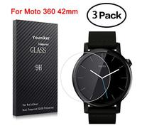 Youniker Lot de 3 films de protection d'écran en verre trempé pour Motorola Moto 360 Gen 2 42 mm Anti-rayures Sans bulles