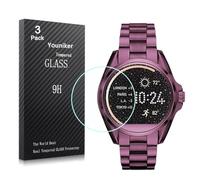 Youniker Lot de 3 protecteur d’écran pour montre Michael Kors MKT5017 en verre trempé dureté 9H 2,5 D anti trace de doigts, anti-reflet, sans bulle haute définition
