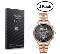 Youniker Lot de 3 protections d'écran en verre trempé pour montre connectée Michael Kors Access Runway 2018 - 9H 0,3 mm - Anti-rayures et sans bulles