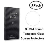 Youniker Lot de 3 Verre Trempé pour Circulaire Montres Diamètre 30 mm Protecteur d'écran, Protection écran en Verre Trempé Films Vitre pour 30MM Montre Ronde Film de Protection d'écran