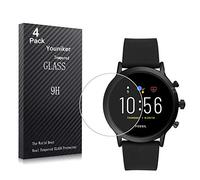 Youniker Lot de 4 films protecteurs d'écran en verre trempé pour montre connectée Fossil Men Gen 5 Carlyle HR - 9H 0,3 mm - Anti-rayures et sans bulles