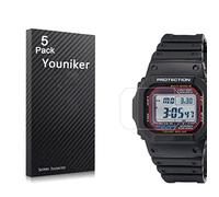 Youniker Lot de 5 Films de protection d'écran pour Casio GW-M5610 Film de protection d'écran pour G-shock GWM5610 Watch Foils Crystal Clear HD Anti-rayures