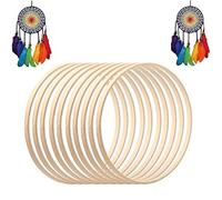 Youning Anneaux en bois pour bricolage Attrape-rêves Anneau en bois bambou Anneaux macramé Craft Hoop Anneaux pour bricolage Couronne Décoration de mariage macramé Tapisserie murale et attrape-rêves (20 cm)