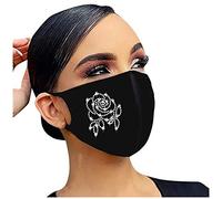 Youning Femme Homme Noir Strass Noel Motif Anti-poussières Protection Reutilisables Lavables Tissu Bandeaux Protection Extérieure Respirante Et Confortable pour Unisex Adulte