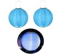 Youning Lampion - Lanternes solaires LED pour extérieur - Résistant aux intempéries - Lanterne ronde en papier - Lanterne de jardin pour mariage, église, jardin, décoration de fête (2 pièces/bleu/30