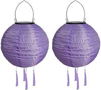 Youning Lampions solaires d'extérieur résistants aux intempéries - 30 cm - LED - Lampion solaire avec pompon - Étanche - Lanterne en papier - En nylon - Pour extérieur, jardin, balcon - 2 pièces -