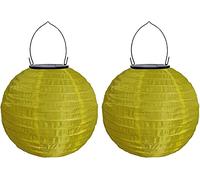 Youning Lampions solaires d'extérieur résistants aux intempéries - Lampion solaire LED - Lanterne de jardin - Lanterne en papier - Lanterne ronde en papier pour décorer - 20 cm (2 pièces) - Jaune