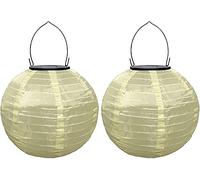 Youning Lampions solaires d'extérieur résistants aux intempéries - Lampion solaire LED - Lanterne de jardin - Lanterne en papier - Lanterne ronde - Lanterne en papier à décorer - 20 cm (2 pièces) -