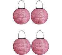 Youning Lampions solaires d'extérieur résistants aux intempéries - Lampion solaire LED - Lanterne de jardin - Lanterne en papier - Lanterne ronde en papier pour décorer - 20 cm (4 pièces) - Rose