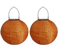 Youning Lampions solaires d'extérieur résistants aux intempéries - Lampion solaire LED - Lanterne de jardin - Lanterne en papier - Lanterne ronde en papier pour décorer - 20 cm (2 pièces) - Orange