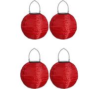 Youning Lampions solaires d'extérieur résistants aux intempéries - Lampion solaire LED - Lanterne de jardin - Lanterne en papier - Lanterne ronde en papier pour décorer - 20 cm (4 pièces) - Rouge