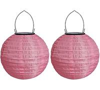 Youning Lampions solaires d'extérieur résistants aux intempéries - Lampion solaire LED - Lanterne de jardin - Lanterne en papier - Lanterne ronde en papier pour décorer - 20 cm (2 pièces) - Rose