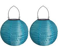 Youning Lampions solaires d'extérieur résistants aux intempéries - Lampion solaire LED - Lanterne de jardin - Lanterne en papier - Lanterne ronde - Lanterne en papier - Pour décorer - 20 cm (2 pièces)