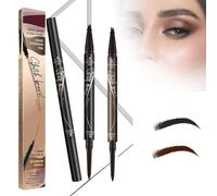 Youning Lot de 2 crayons à sourcils étanches et longue durée - 3D - Microblading - Avec 4 pointes fourchues - 2 en 1 - Noir et marron