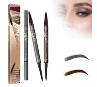 Youning Lot de 2 crayons à sourcils étanches et longue durée - 3D - Microblading - Avec 4 pointes fourchues - 2 en 1 - Gris + marron