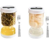 Youning Lot de 3 bocaux à concombre à retourner - Avec fourchette pliable - Hermétique - Pour olives, ananas, concombres