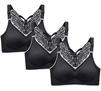Youning Lot de 3 soutiens-gorge de sport pour femme - Avec dos papillon - Sans armatures - Push up - Soutien-gorge de sport rembourré - Bralette - Dos nageur - Sexy - Sous-vêtements de sport pour