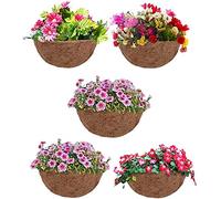 Youning Lot de 5 inserts en coco pour plantes suspendues - Rond - En fibre de coco naturelle - Pour panier suspendu - Fleurs et légumes - 25 cm