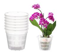 Youning Lot de 6 pots à orchidées, transparents, respirants, en plastique, avec trous, pour orchidées, semis, plantes succulentes, plantes en pot (14 cm)
