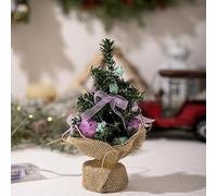 Youning Mini sapin de Noël 20cm Petit sapin de Noël avec éclairage LED Sapin de Noël de table petit artificiel décoré pour décoration de Noël Mini sapin avec guirlande lumineuse LED (1PC Violet)