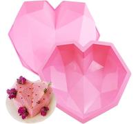 Youning Moule en silicone 3D Diamant Cœur Chocolat Coeur Moule DIY Gâteau Bonbons Gelée Moules de Gâteau Moule Moule à pâtisserie Accessoires de pâtisserie (Rose)