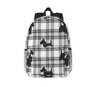 YounPrenG Sac à dos, sac à dos décontracté, sac à dos d'école, sac à dos de randonnée, de voyage, de camping, Scottish Terrier Plaid Scotty Dog
