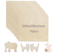 YOUNTHYE 16 Pièces Contreplaqué 2mm en Bois de Tilleul 300x300mm Planche Bois Brut Idéal pour Découpe Laser Gravure CNC Maquette Architecture et DIY Loisirs Créatifs Plaque de Bois Lisse