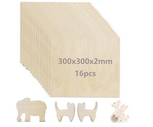 YOUNTHYE 16 Pièces Contreplaqué 2mm en Bois de Tilleul 300x300mm Planche Bois Brut Idéal pour Découpe Laser Gravure CNC Maquette Architecture et DIY Loisirs Créatifs Plaque de Bois Lisse