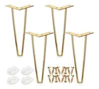 YOUNTHYE 4 Pièces Pied MePieds De Table, Pieds De Meuble 30cm Avec Vis, Pied De Table En Épingle À Cheveux En Métal Doré, Pied Hairpin En Métal À 2 Barres Pour Petite Table Basse, Casier IKEA, Armoire