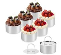 YOUNTHYE Ensemble de 14 anneaux à dessert et cercle à gâteau, anneaux à dessert de 8 cm, mini cercle à gâteau, anneaux à servir ronds en acier inoxydable 430, ensemble de cercles à gâteau ronds petits