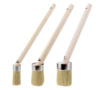 YOUNTHYE Lot de 3 brosses à pneus avec manche en bois de 30 cm de long, brosse ergonomique coudée pour jantes, entretien des profilés et des pneus, diamètre du pinceau 25/40/50 mm