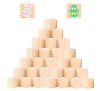 YOUNTHYE Lot de 30 cubes en bois naturel - 5 x 5 x 5 cm - Blocs en bois naturel - Pour travaux manuels, tampons, mathématiques, blocs de construction, pions et puzzles