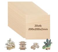 YOUNTHYE Planche de Bois 200x200x2mm Contreplaqué 2mm pour Bricolage Lot de 20 Feuilles de Bois Brut pour Architecture Maquette Décoration de Mariage Surface Lisse sans Éclats