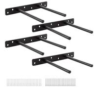YOUNTHYE Support Etagere Invisible 4 PCS 200x145MM Double Tube Noir Fixation Robuste pour Etagere Murale avec 24 Vis 60MM