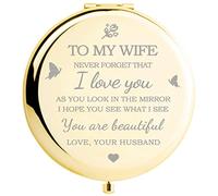 Yountown Miroir Compact doré avec Inscription « I Love You Wife » - Cadeau Romantique pour Un Anniversaire, Un Anniversaire de Mariage, la Saint-Valentin, la fête des mères ou Noël