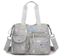 YouNuo Sac fourre-tout pour femme, sac à main multi-poches, sac d'infirmière pour le travail, grand sac à main à bandoulière, sacoche tendance en nylon avec poignée sur le dessus, gris, Medium